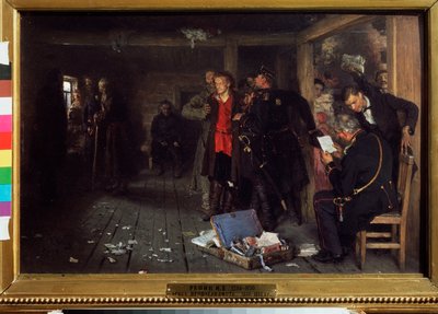 De arrestatie van de propagandist door Ilya Efimovich Repin