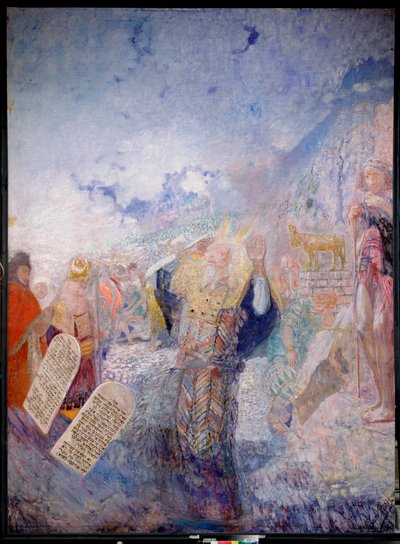 Mozes en de tien geboden. Achter hem, het Gouden Kalf door Ilya Efimovich Repin
