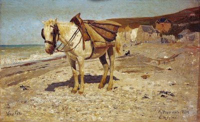 Paard voor het stenenrijden in Veules door Ilya Efimovich Repin
