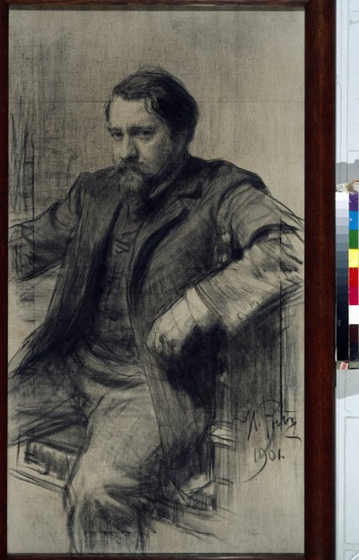 Portret van de schilder Valentin Aleksandrovitch Serov (1865-1911) - Tekening van Ilya Yefimovich Repin (1844-1930) door Ilya Efimovich Repin