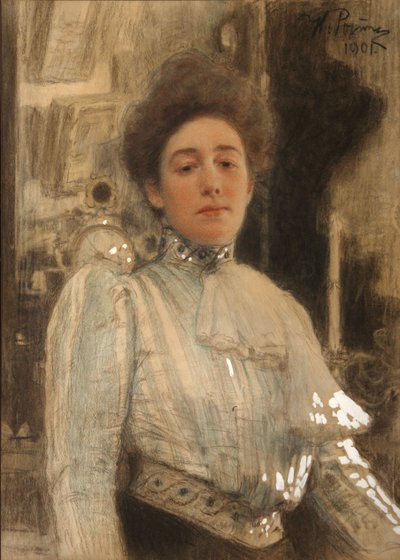 Portret van Alexandra Pavlovna Botkina door Ilya Efimovich Repin