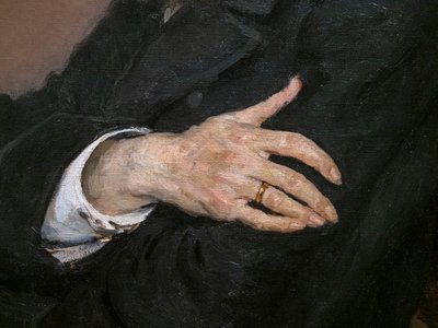 Portret van Pavel Mikhailovich Tretyakov (detail) door Ilya Efimovich Repin
