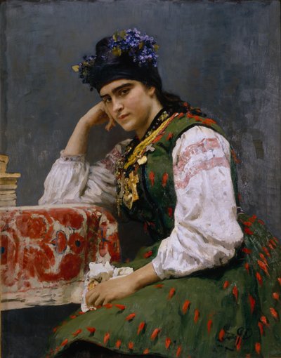 Portret van Sofia Dragomirova-Lukomskaya door Ilya Efimovich Repin