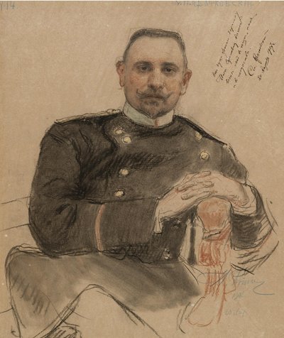 Portret van Stepan Petrovich Krachkovsky 1866-1913, 1907 door Ilya Efimovich Repin