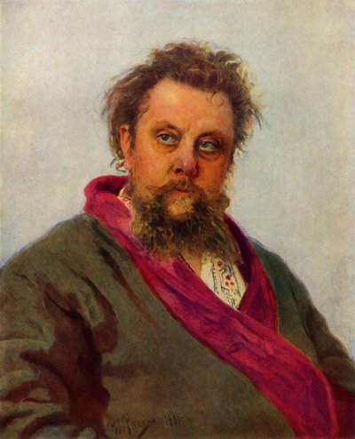 Portret van de componist Modest Petrovich Moessorgski door Ilya Efimovich Repin