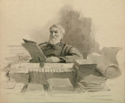 Portret van de auteur Dmitry Grigorovich 1822-1899, 1894 door Ilya Efimovich Repin