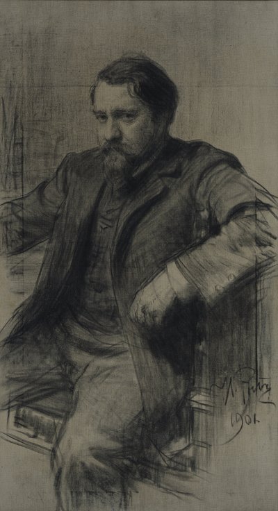 Portret van de schilder Valentin Alexandrovich Serov 1865-1911, 1901 door Ilya Efimovich Repin