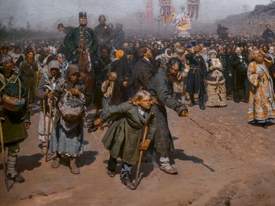 Religieuze processie in de provincie Koersk (detail) door Ilya Efimovich Repin