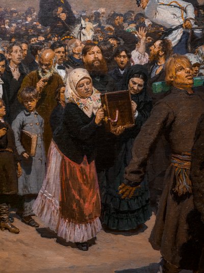 Religieuze processie in de provincie Koersk (detail) door Ilya Efimovich Repin