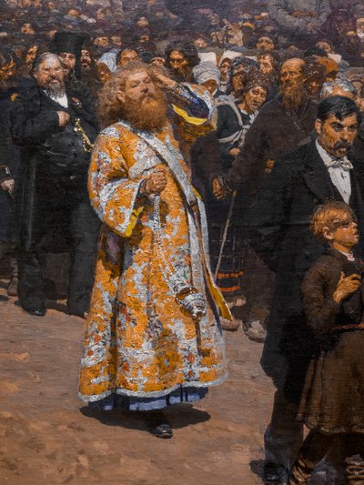 Religieuze processie in de provincie Koersk (detail) door Ilya Efimovich Repin