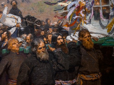 Religieuze Processie in de Provincie Koersk (detail) door Ilya Efimovich Repin