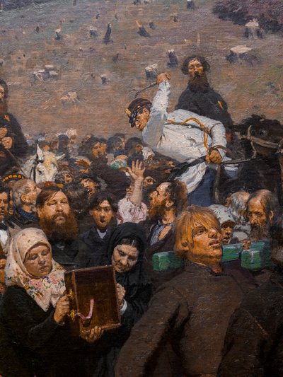 Religieuze Processie in de Provincie Koersk (detail) door Ilya Efimovich Repin