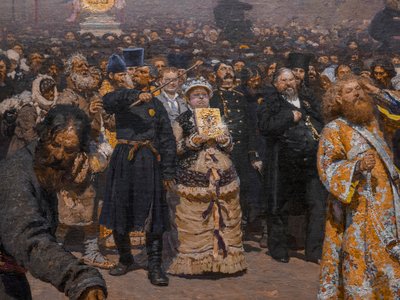 Religieuze processie in de provincie Koersk (detail) door Ilya Efimovich Repin
