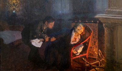 Zelfverbranding. Gogol verbrandt zijn manuscript door Ilya Efimovich Repin