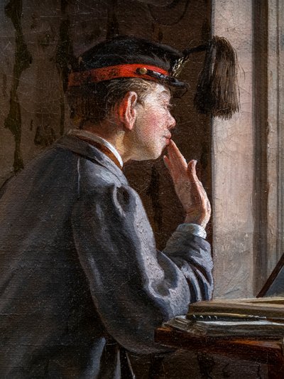 Studenten die zich voorbereiden op een examen (detail) door Ilya Efimovich Repin
