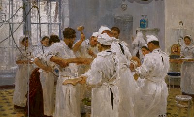 Chirurg Evguény Pavlov in de operatiekamer door Ilya Efimovich Repin