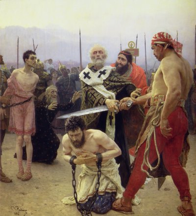 St. Nicolaas redt drie ten onrechte ter dood veroordeelde mannen door Ilya Efimovich Repin
