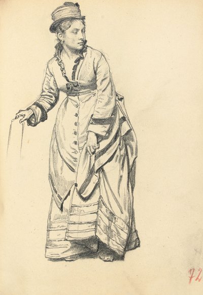Staande Vrouw die haar Jurk Vasthoudt, ca. 1872-1875 door Ilya Efimovich Repin