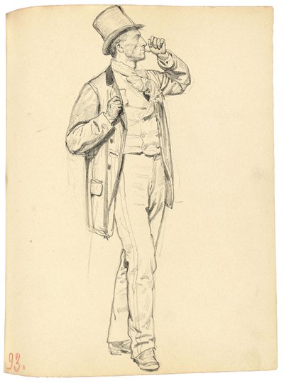 Studie voor "Een Parijse Café": Staande Man met Opgeheven Arm, ca. 1872-1875 door Ilya Efimovich Repin