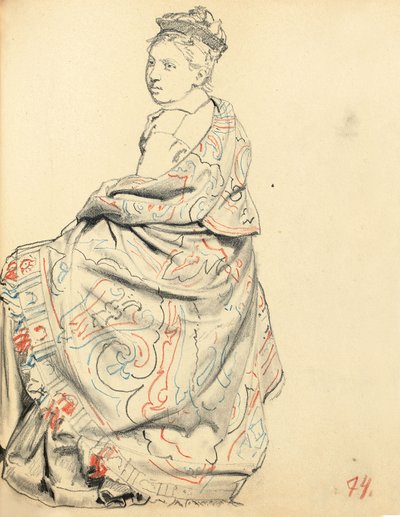 Studie voor "Een Parijse Café": Studie van Jurk voor een Zittende Vrouw, ca. 1872-1875 door Ilya Efimovich Repin