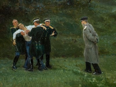 Het duel (detail) door Ilya Efimovich Repin