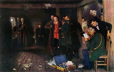 De arrestatie van een propagandist door Ilya Efimovich Repin