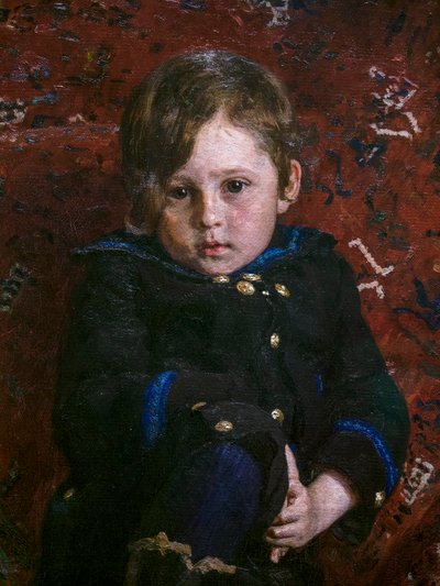 Yuri Repin als kind (detail) door Ilya Efimovich Repin