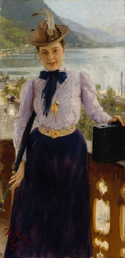 Portret van de auteur Natalia Borísovna Nordman-Severova 1863-1914, 1900 door Ilya Efimovich Repin