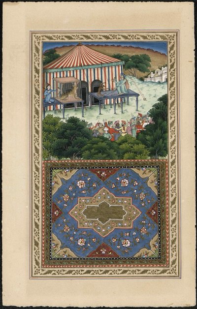 Le Singe et le Léopard De aap en de luipaard, 1837-1839 door Imam Bakhsh Lahori
