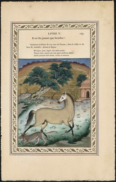 Het paard en de wolf, 1837-1839 door Imam Bakhsh Lahori