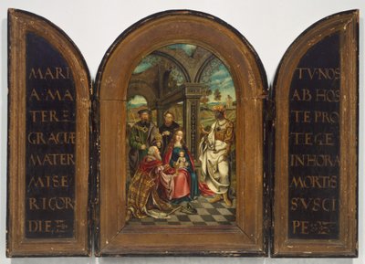 Aanbidding der Wijzen, waarschijnlijk zeventiende eeuw door Imitator of Netherlandish