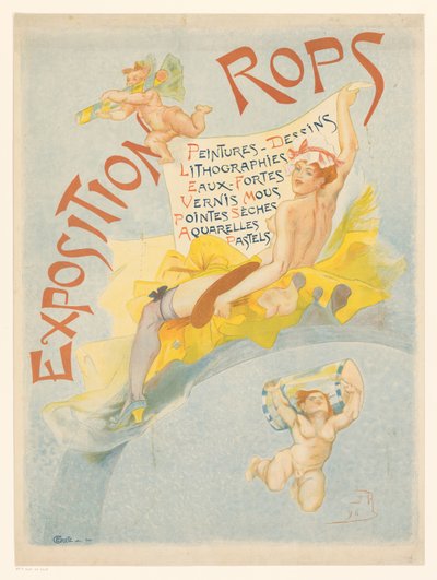 Affiche voor een expositie met werk van Felicien Rops door Imprimerie Crété