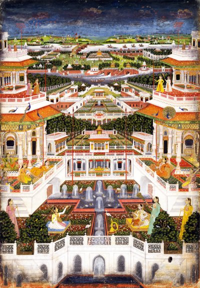 Een paleiscomplex met harem tuinen, ca. 1764-1765 door Indian Art