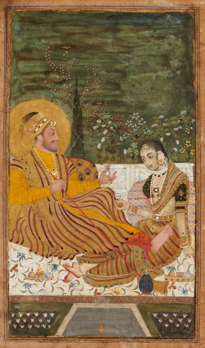 Ali Adil Shah II van Bijapur met een Vrouw door Indian Art