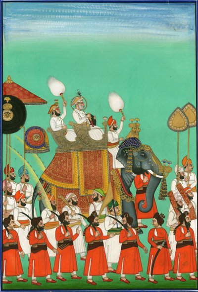 Radja van Jodhpur op een olifant, ca. 1780 door Indian Art