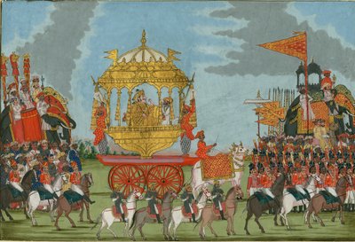 Radja van Tanjore rijdt op een olifant naar een huwelijksceremonie, c. 1780 door Indian Art