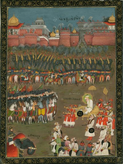 De verovering van Golkonda door Mughal keizer Aurangzeb in 1687, ca. 1760 door Indian Art