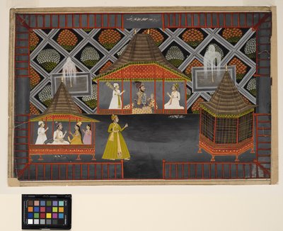 Een nawab en zijn zonen in een tuinpaviljoen door Indian School