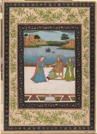 Een Vrouw Wordt Fruit Geserveerd op een Terras, c.1770 door Indian School