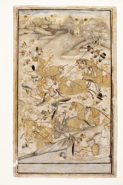 Een slag gevochten door Europeanen, c.1700 door Indian School
