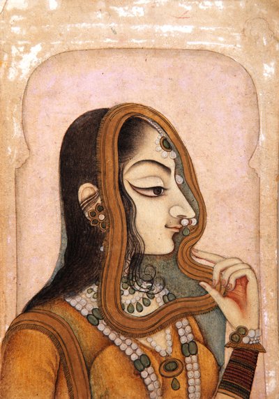 Een mooie vrouw, omlijst door een boog, c.1800 door Indian School