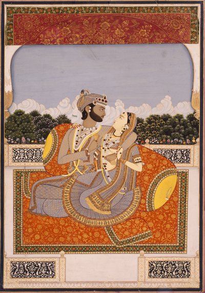 Een paar omhelst op een terras door Indian School