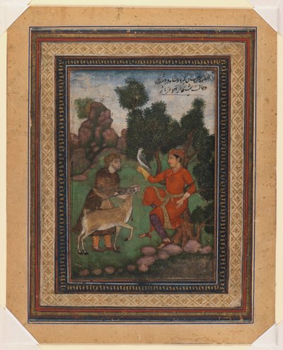 Een valkenier en een jachtopziener, ca.1600 door Indian School