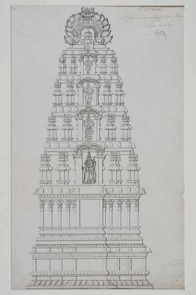 Een vijf verdiepingen tellende gopuram door Indian School