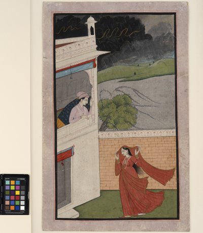 Een dame komt naar het huis van haar geliefde in een regenstorm door Indian School