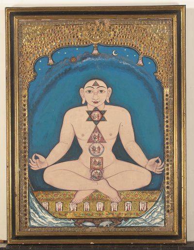 Een paneelschilderij van een Tirthankara door Indian School