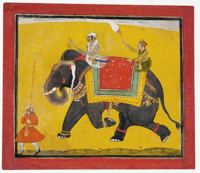 Een raja die op een olifant rijdt, c.1690 door Indian School