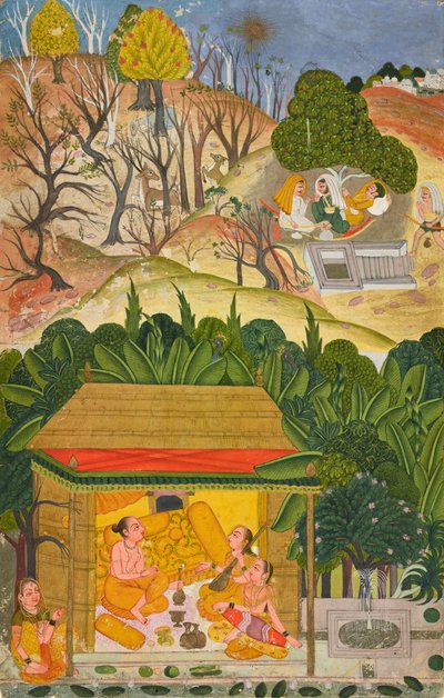 Een zomermaand, folio uit een Baramasa, ca. 1750 door Indian School