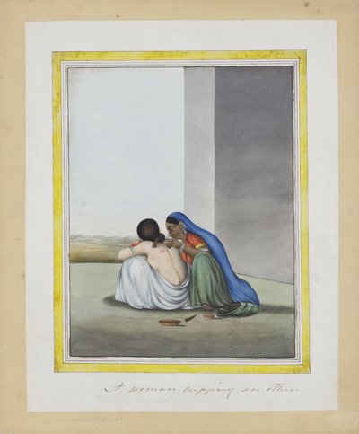 Een vrouw die een andere kopje geeft, c.1815 door Indian School