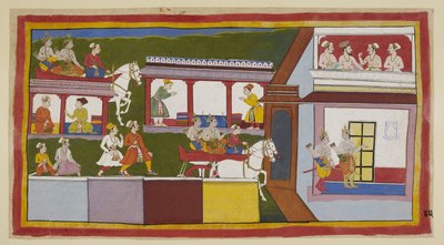 De prinsen rijden in hun wagen door de hoofdstraat van Ayodhya, zich verwonderend over de verandering in de stad sinds ze deze verlieten, en betreden dan het paleis, met vragende gebaren. In een bovenkamer overleggen een brahmaan en drie ministers door Indian School